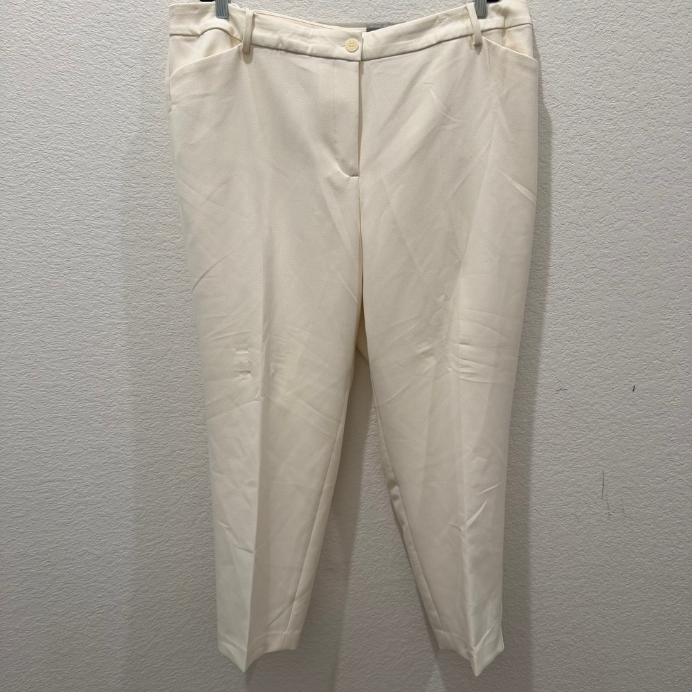 Talbots High-Waist Tailored Ankle Pants 20W Ivory Cream Straight Leg New
